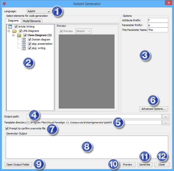 Overview of Instant Generator window