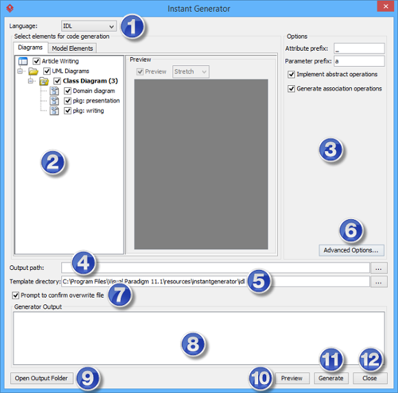 Overview of instant generator window