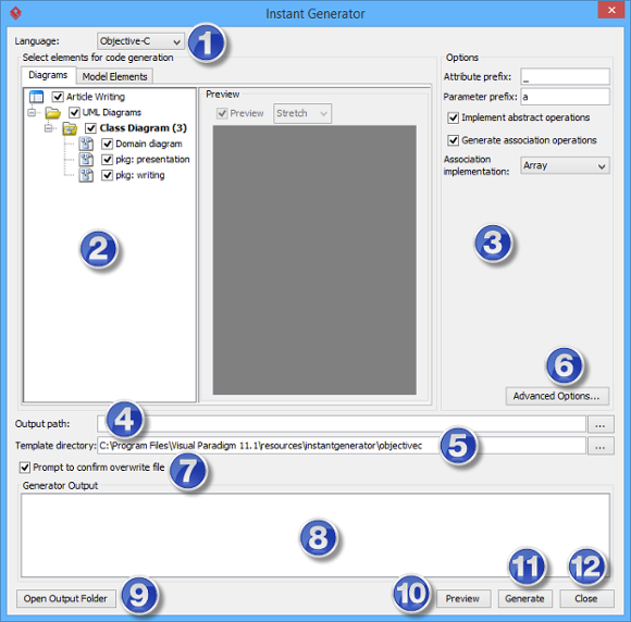 Overview of instant generator window