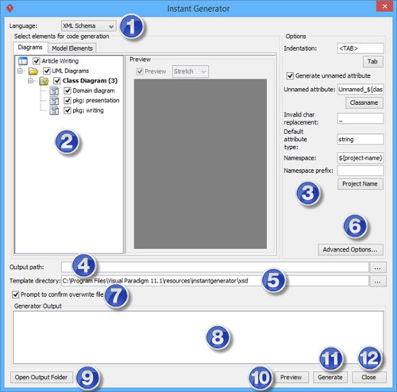 Overview of instant generator window