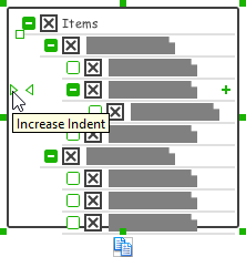 Adjusting the level of indentation of a node