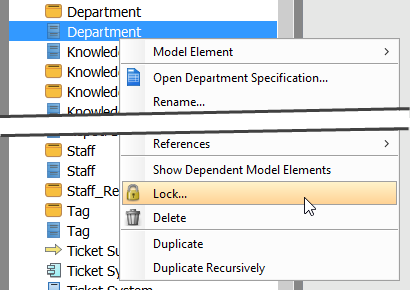 To lock a model element