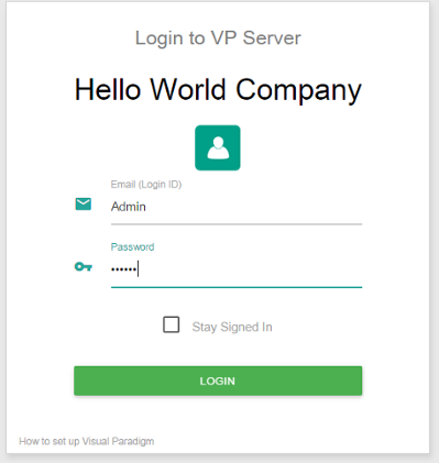 Logging into VP Server as administrator