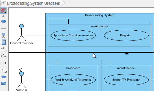 Moving up the diagram element horizontally