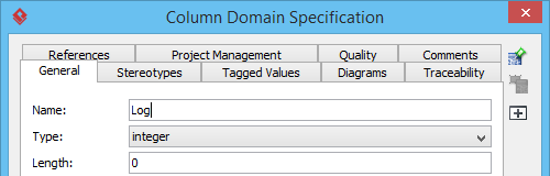 Entering the name of column domain