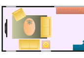 Narrow living room arrangement floor plan template