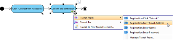 Navigate to a transited shape