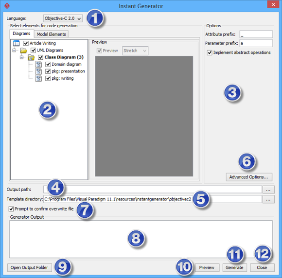 Overview of instant generator window