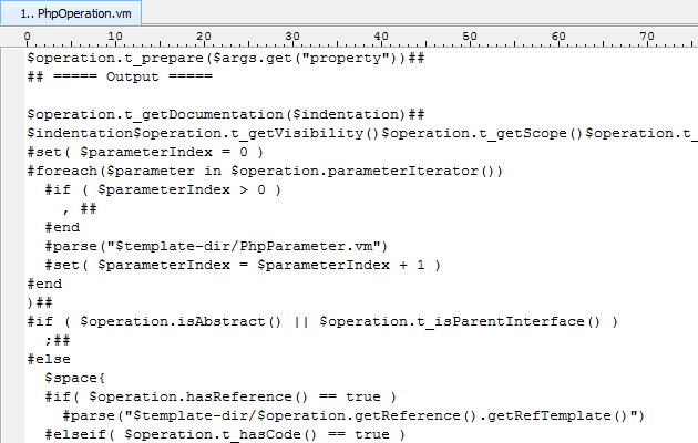 Open PhpOperation.vm in text editor