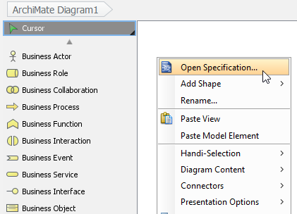 Opening diagram specification