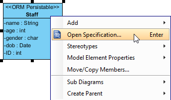 Open class specification