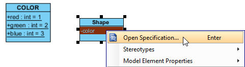 Opening the attribute specification