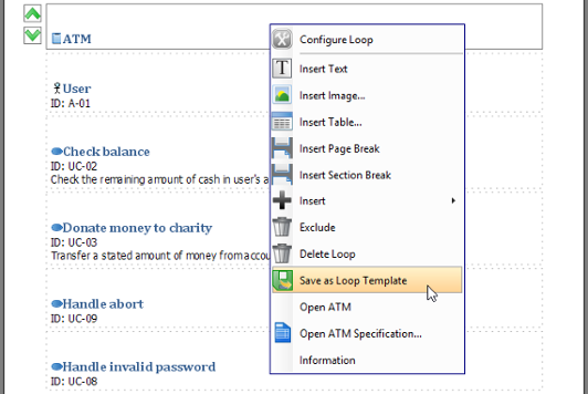 Saving a loop into loop template