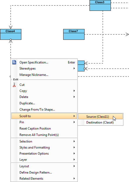 Scroll to from model element