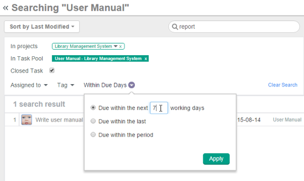 Search by due days