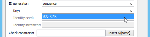 Selecting sequence as ID generator