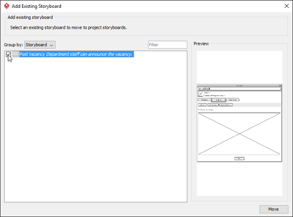 Select storyboard