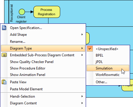 Set diagram's type to Simulation