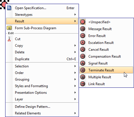 To define an end event result