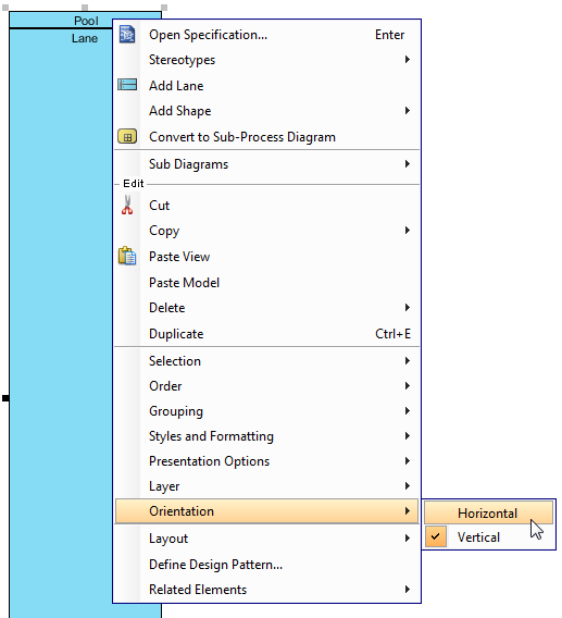 Changing the orientation of pool from vertical to horizontal