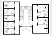 Shared sinks restrooms floor plan template