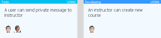 User stories in different statuses (Todo and Developing)