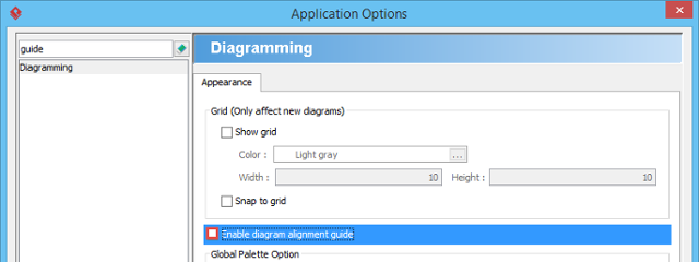 Uncheck "Enable diagram alignment guide."