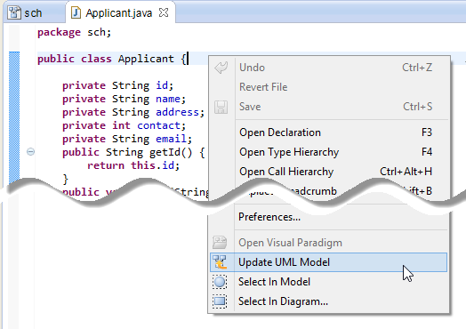 Update UML model from source file