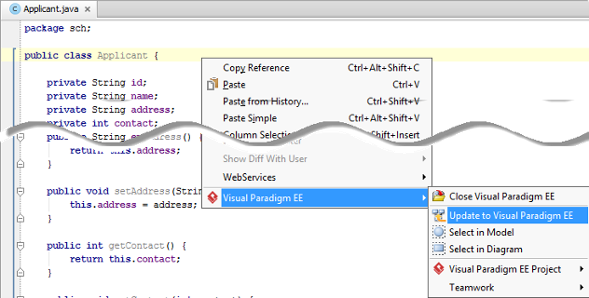 Update UML model from source file