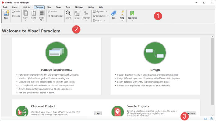 User Interface of Visual Paradigm